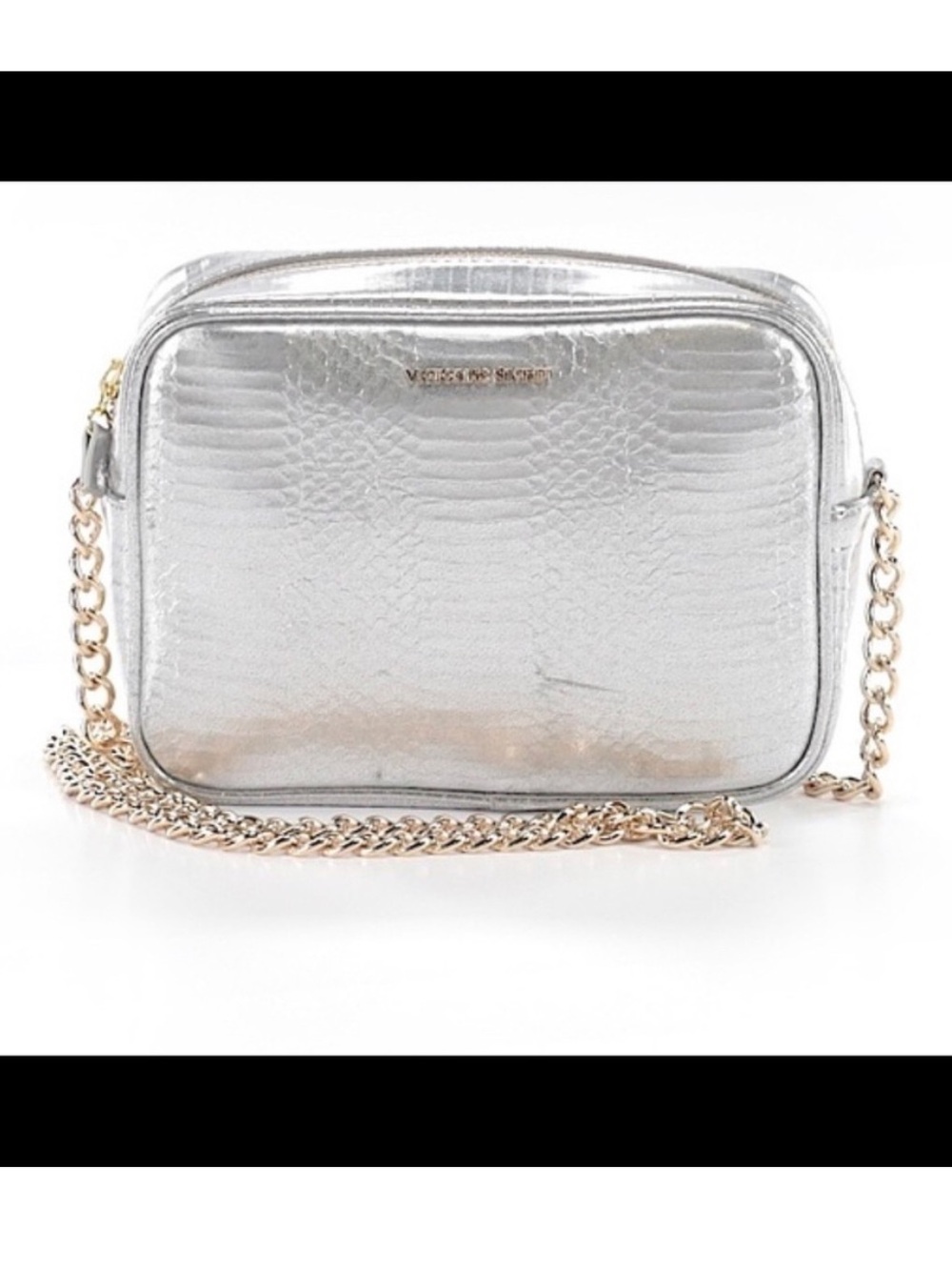 Victoria's Secret silver purse w/gold chain strap